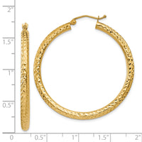 14k Diamond-cut 3mm Round Hoop Earrings-TC269