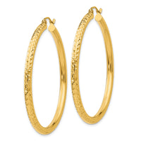 14k Diamond-cut 3mm  Round Hoop Earrings-TC270