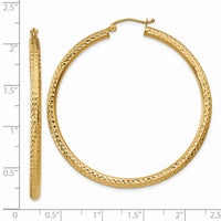 14k Diamond-cut 3mm Round Hoop Earrings-TC271