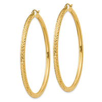 14k Diamond-cut 3mm Round Hoop Earrings-TC272