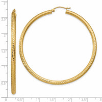 14k Diamond-cut 3mm Round Hoop Earrings-TC273