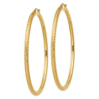 14k Diamond-cut 3mm Round Hoop Earrings-TC274