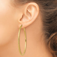 14k Diamond-cut 3mm Round Hoop Earrings-TC274