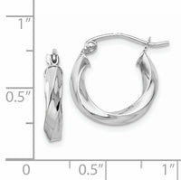 14k White Gold 3mm Twisted Hoop Earrings-TC353