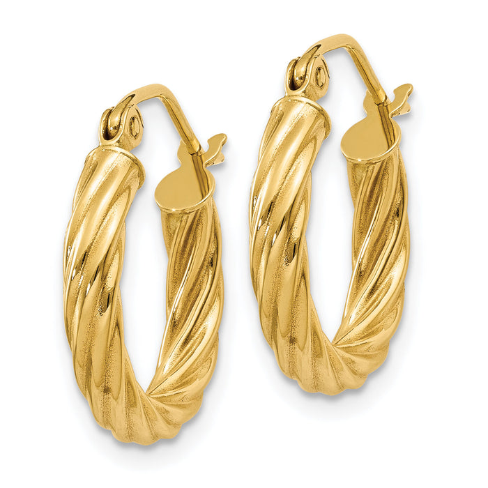 14k Polished 2.75mm Twisted Hoop Earrings-TC387