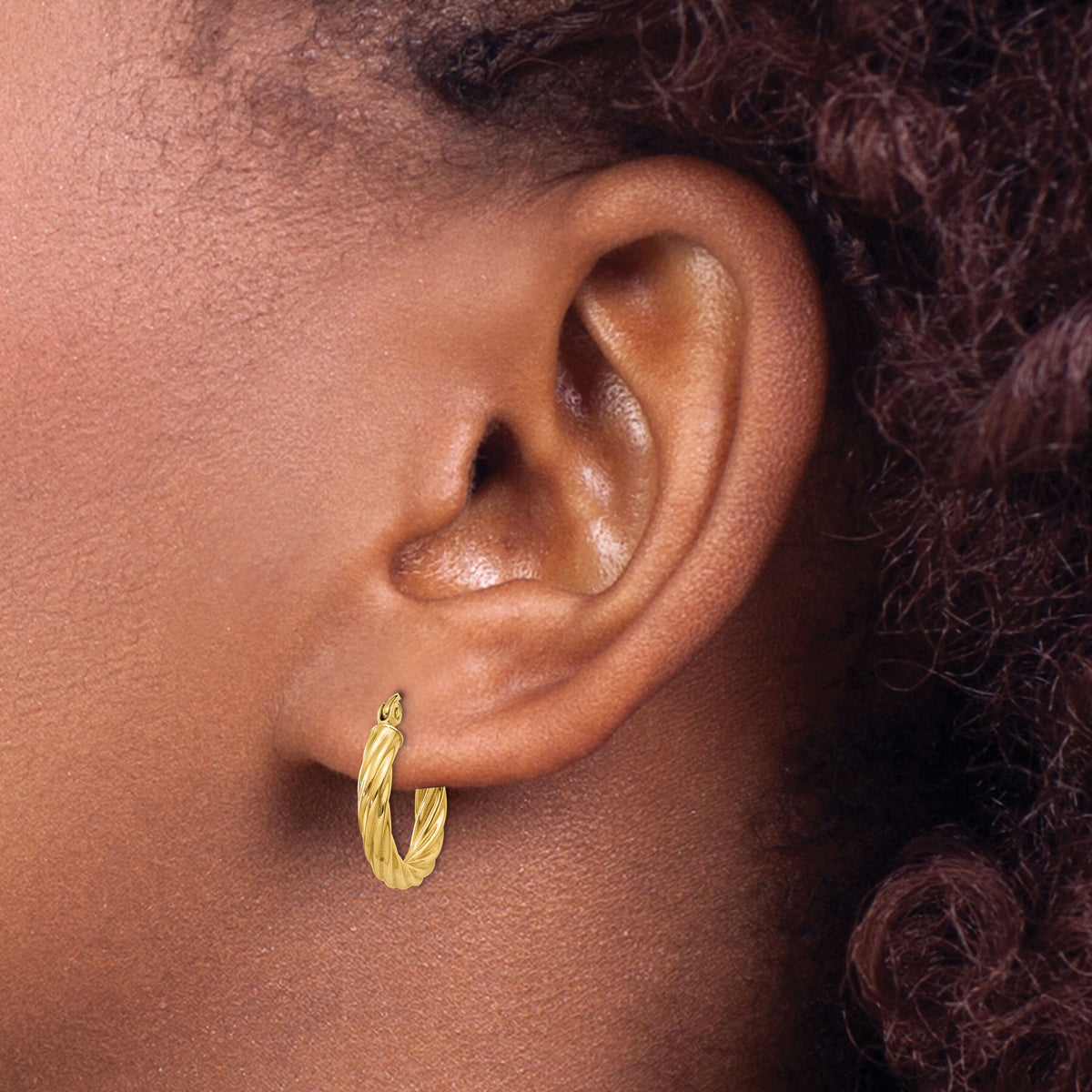 14k Polished 2.75mm Twisted Hoop Earrings-TC387