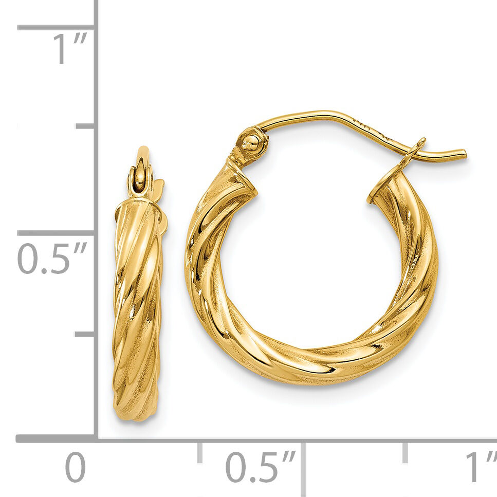 14k Polished 2.75mm Twisted Hoop Earrings-TC387
