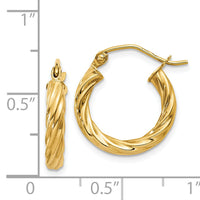 14k Polished 2.75mm Twisted Hoop Earrings-TC387