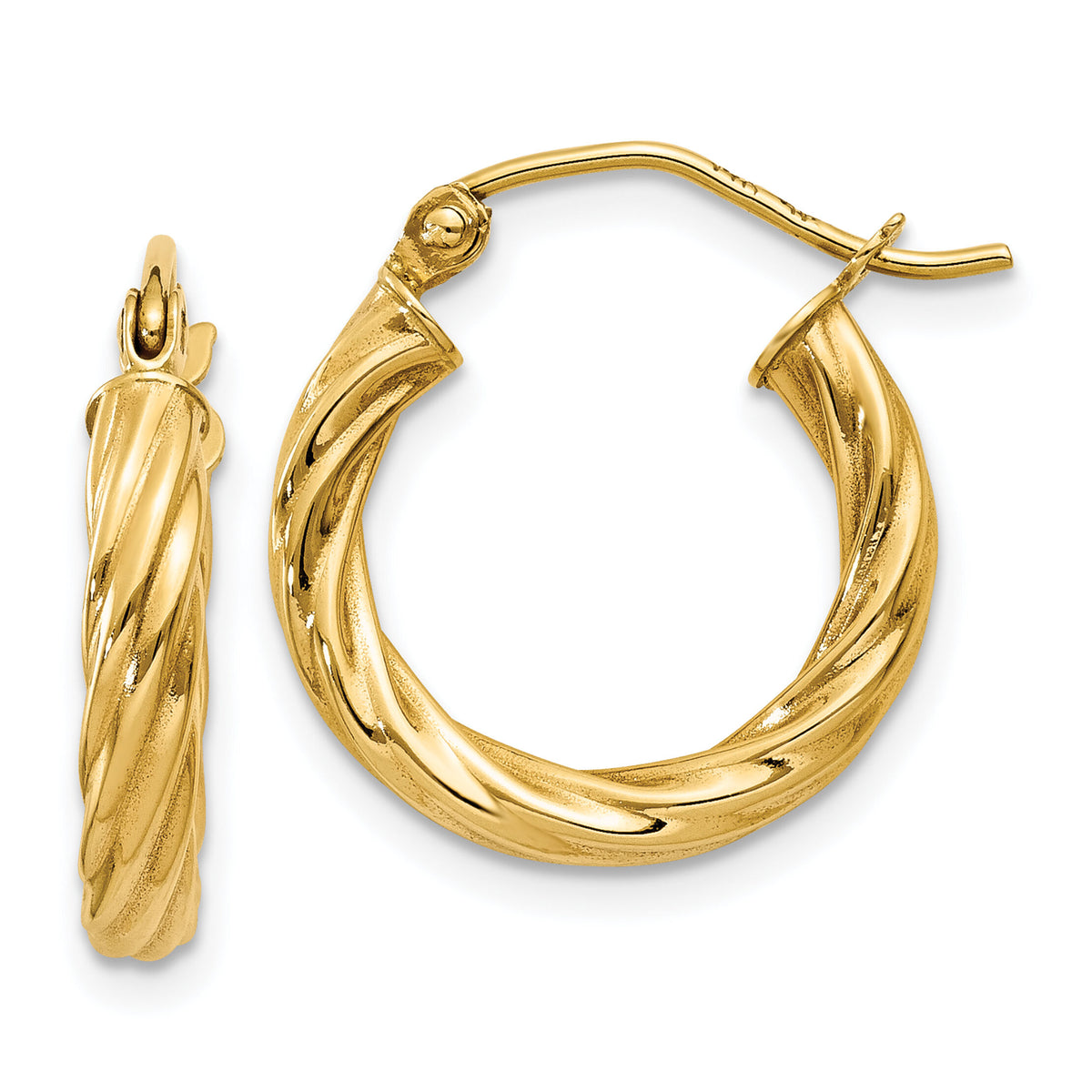14k Polished 2.75mm Twisted Hoop Earrings-TC387