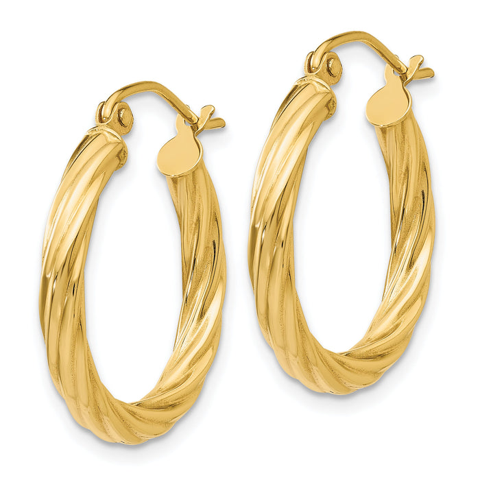 14k Polished 2.75mm Twisted Hoop Earrings-TC388