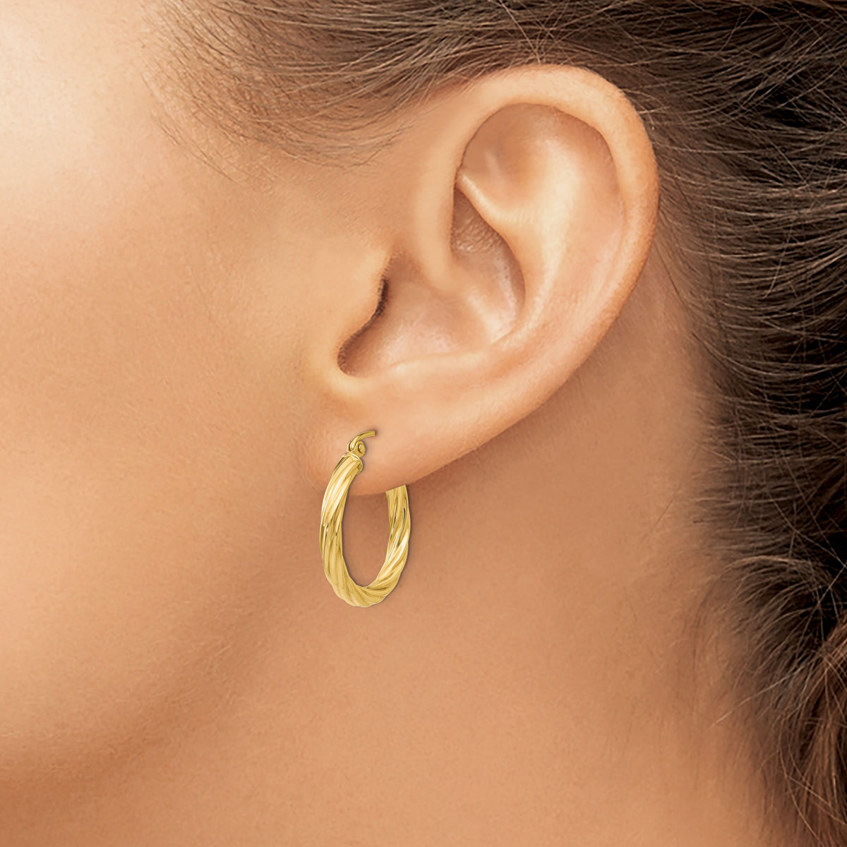 14k Polished 2.75mm Twisted Hoop Earrings-TC388