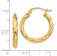 14k Polished 2.75mm Twisted Hoop Earrings-TC388