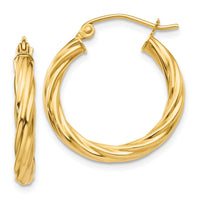 14k Polished 2.75mm Twisted Hoop Earrings-TC388