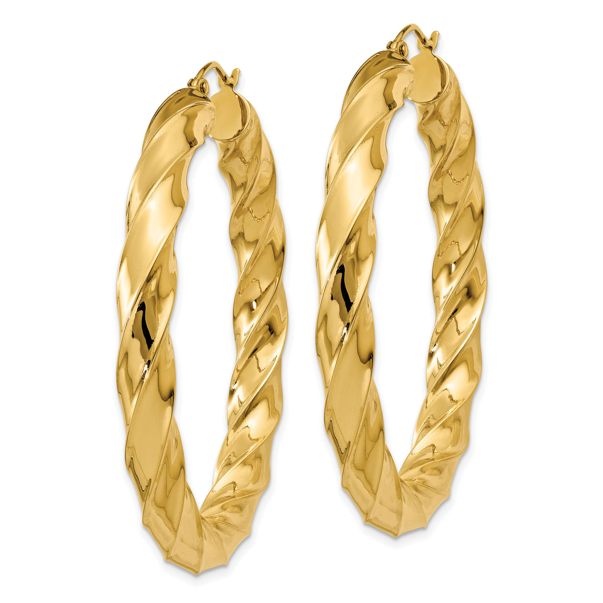 14k Polished 5.0mm Twisted Hoop Earrings-TC392