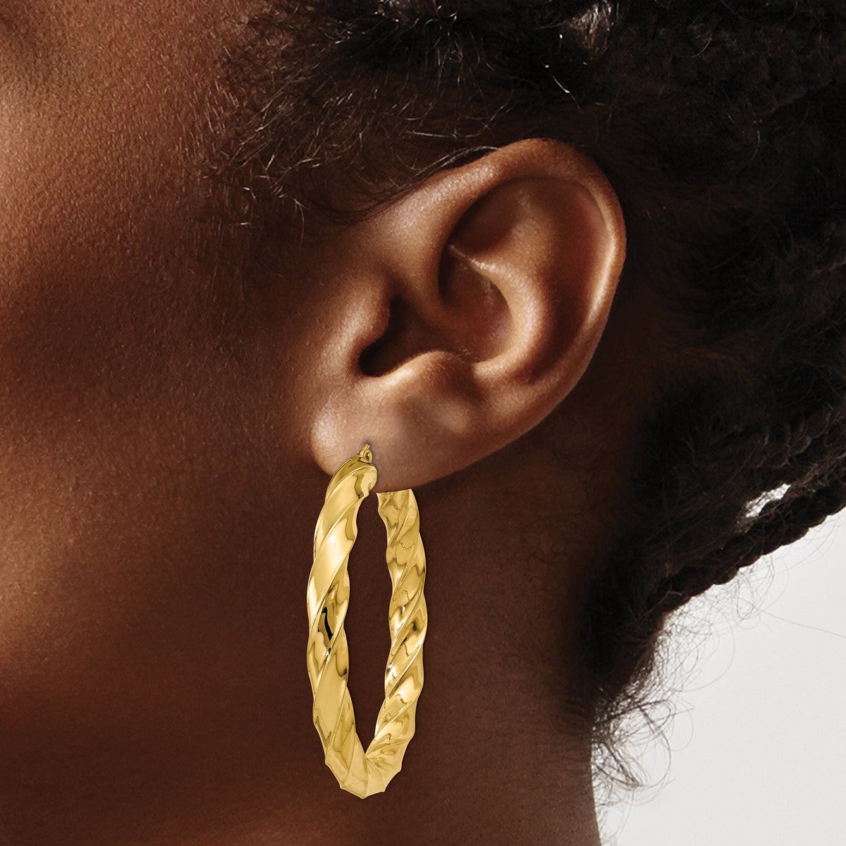 14k Polished 5.0mm Twisted Hoop Earrings-TC392