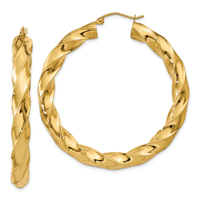 14k Polished 5.0mm Twisted Hoop Earrings-TC392