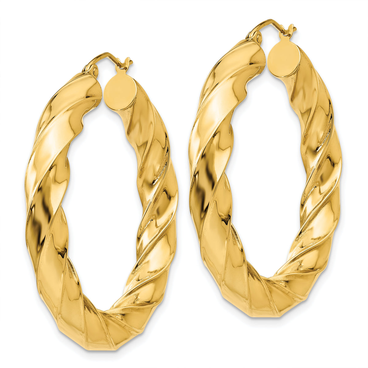 14k Polished 5.0mm Twisted Hoop Earrings-TC393