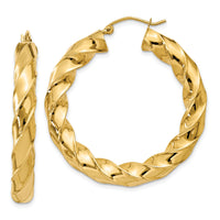 14k Polished 5.0mm Twisted Hoop Earrings-TC393