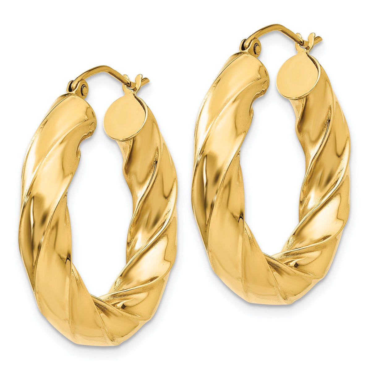 14k Polished 5.0mm Twisted Hoop Earrings-TC395