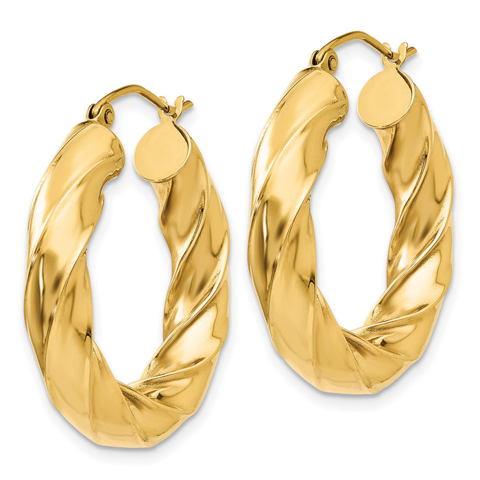 14k Polished 5.0mm Twisted Hoop Earrings-TC395