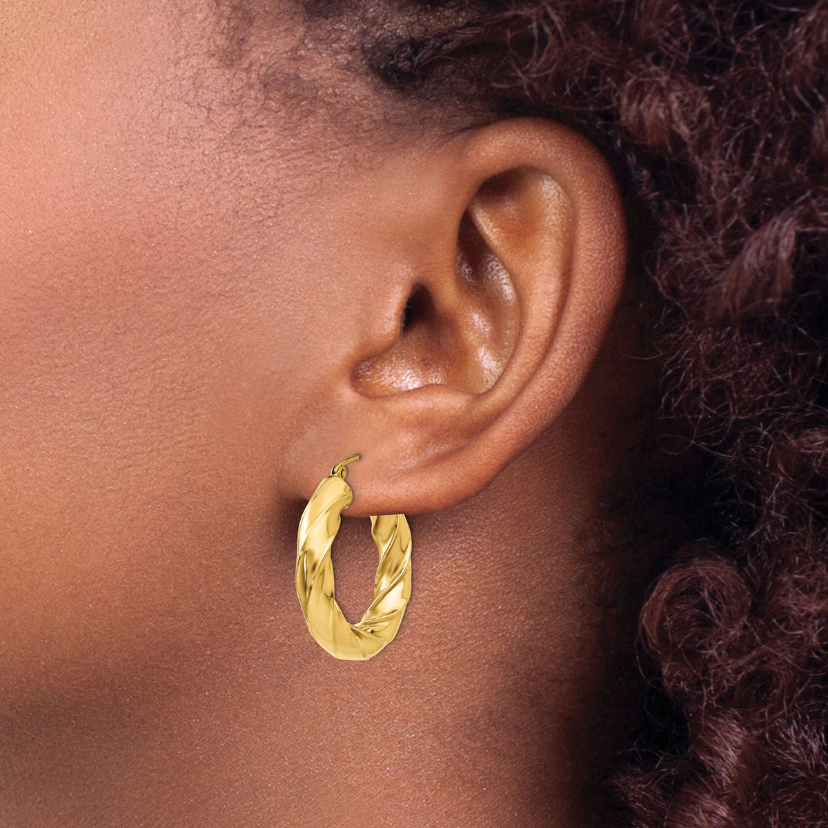 14k Polished 5.0mm Twisted Hoop Earrings-TC395