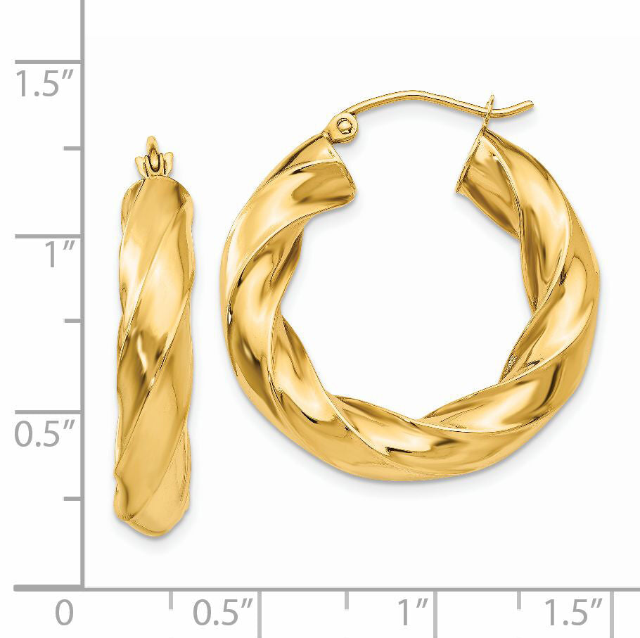 14k Polished 5.0mm Twisted Hoop Earrings-TC395