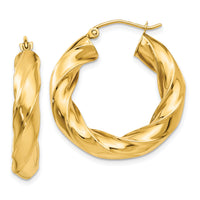 14k Polished 5.0mm Twisted Hoop Earrings-TC395