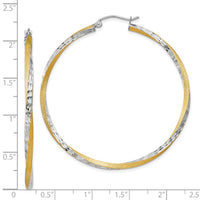 14k & Rhodium Diamond-cut 2.5mm Twisted Hoop Earrings-TC434