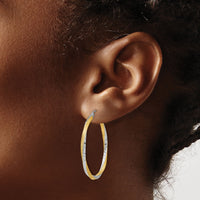 14k & Rhodium Diamond-cut 2.5mm Twisted Hoop Earrings-TC436