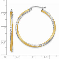 14k & Rhodium Diamond-cut 2.5mm Twisted Hoop Earrings-TC436