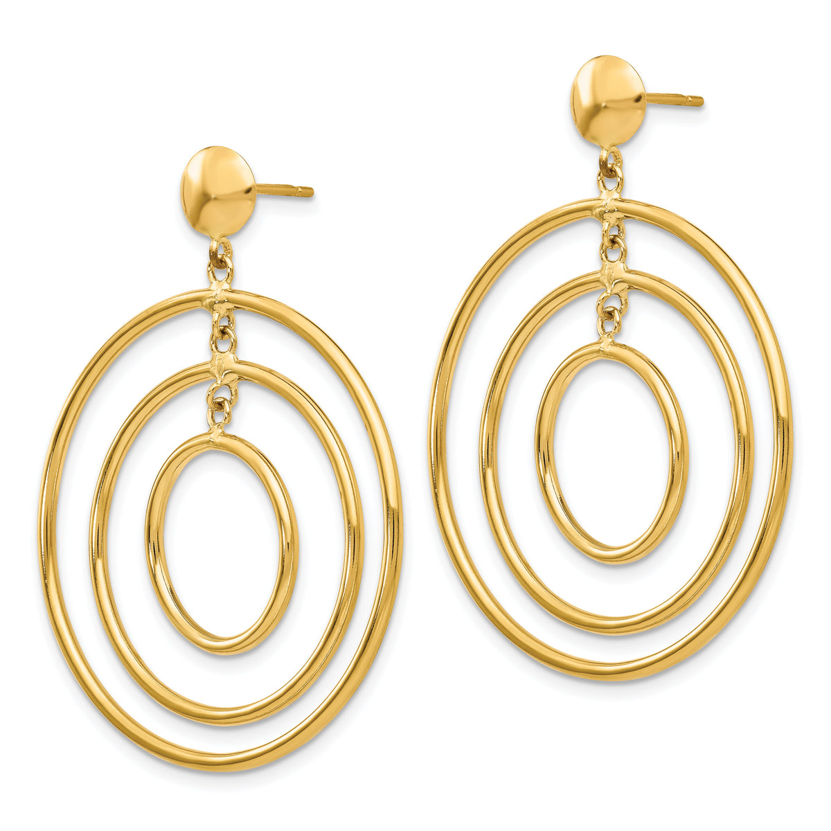 14k Fancy Circle Dangle Post Earrings-TC490