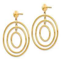 14k Fancy Circle Dangle Post Earrings-TC490
