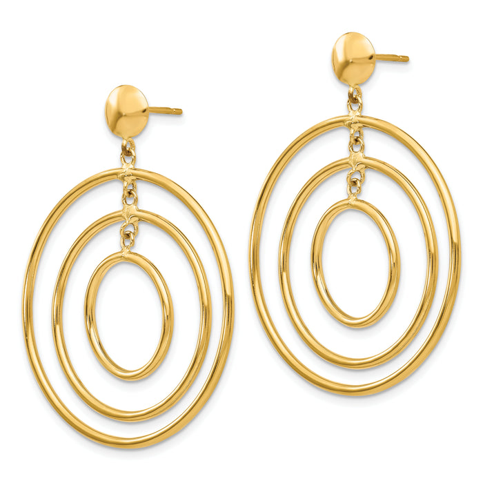 14k Fancy Circle Dangle Post Earrings-TC490