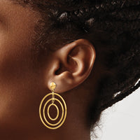 14k Fancy Circle Dangle Post Earrings-TC490