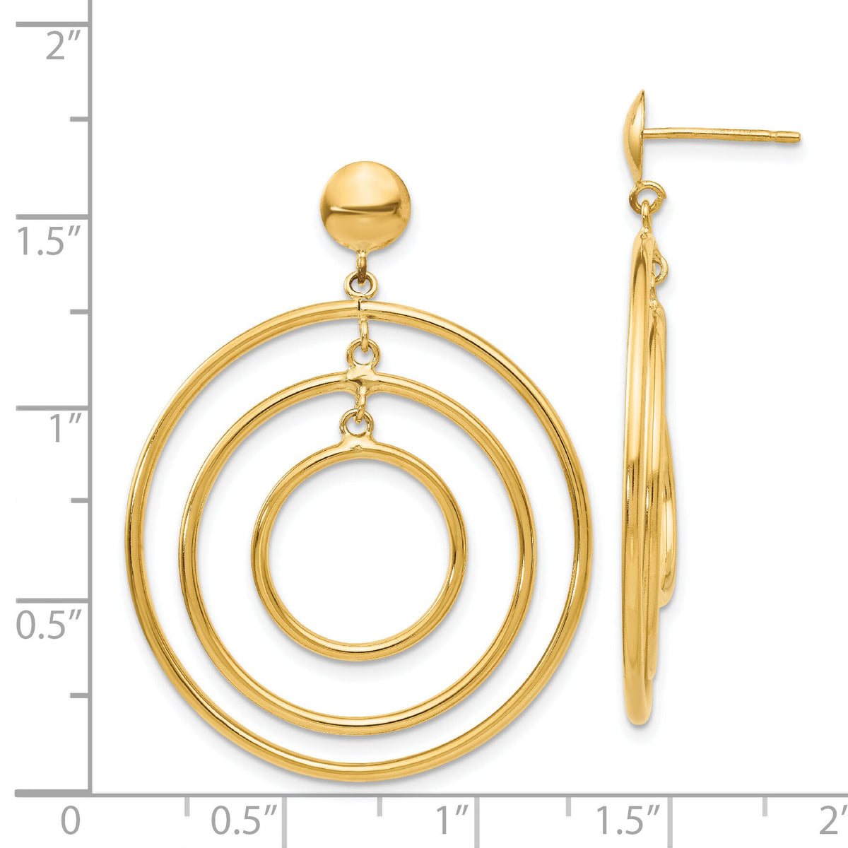 14k Fancy Circle Dangle Post Earrings-TC490