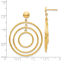 14k Fancy Circle Dangle Post Earrings-TC490