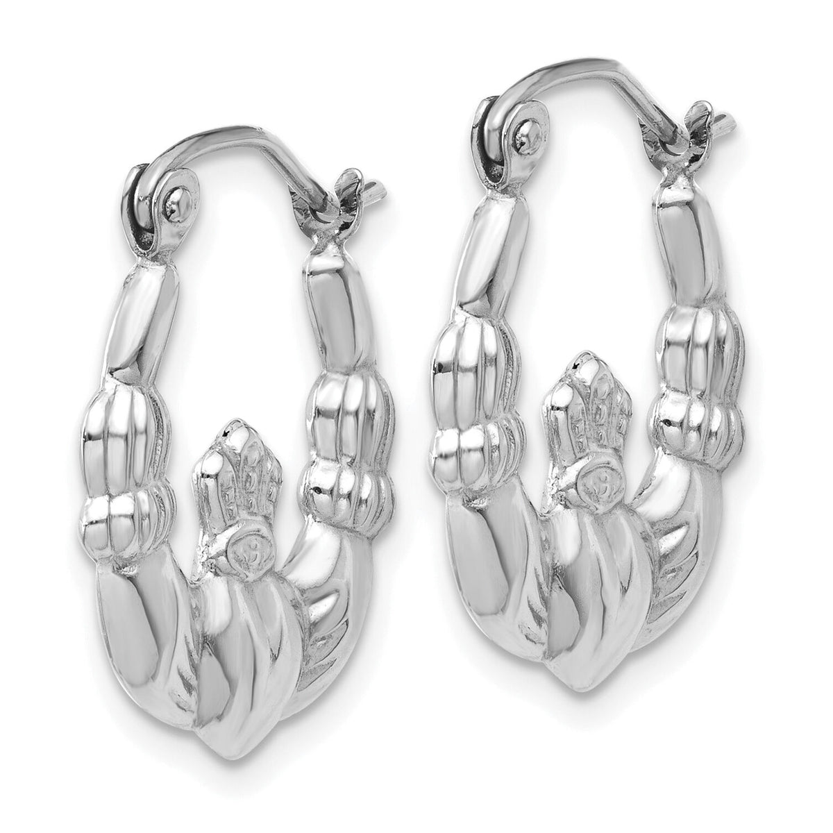 14k White Gold Claddagh Hoop Earrings-TC498