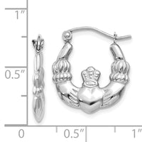 14k White Gold Claddagh Hoop Earrings-TC498