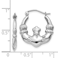 14k White Gold Claddagh Hoop Earrings-TC499