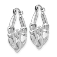 14k White Gold Claddagh Hoop Earrings-TC500