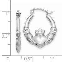 14k White Gold Claddagh Hoop Earrings-TC501