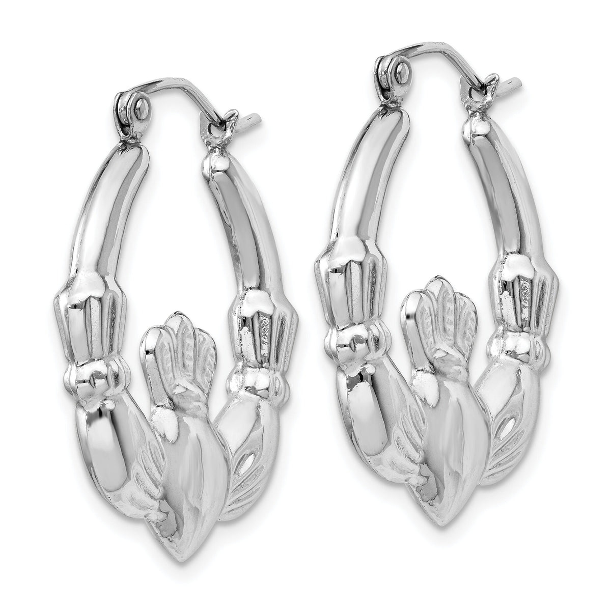 14k White Gold Claddagh Hoop Earrings-TC502