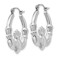 14k White Gold Claddagh Hoop Earrings-TC502