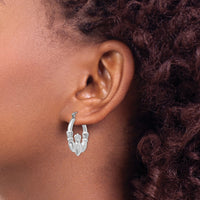 14k White Gold Claddagh Hoop Earrings-TC502
