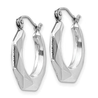14k White Gold Faceted Hoop Earrings-TC510