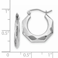 14k White Gold Faceted Hoop Earrings-TC510