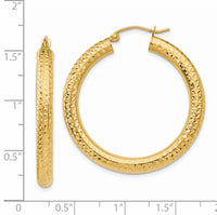 14k Diamond-cut 4mm Round Hoop Earrings-TC534