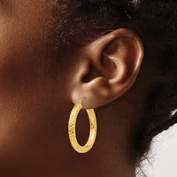 14k Diamond-cut 4mm Round Hoop Earrings-TC535