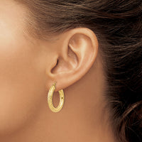 14k Diamond-cut 4mm Round Hoop Earrings-TC536