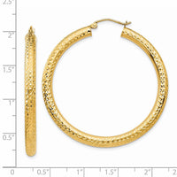 14k Diamond-cut 4mm Round Hoop Earrings-TC537